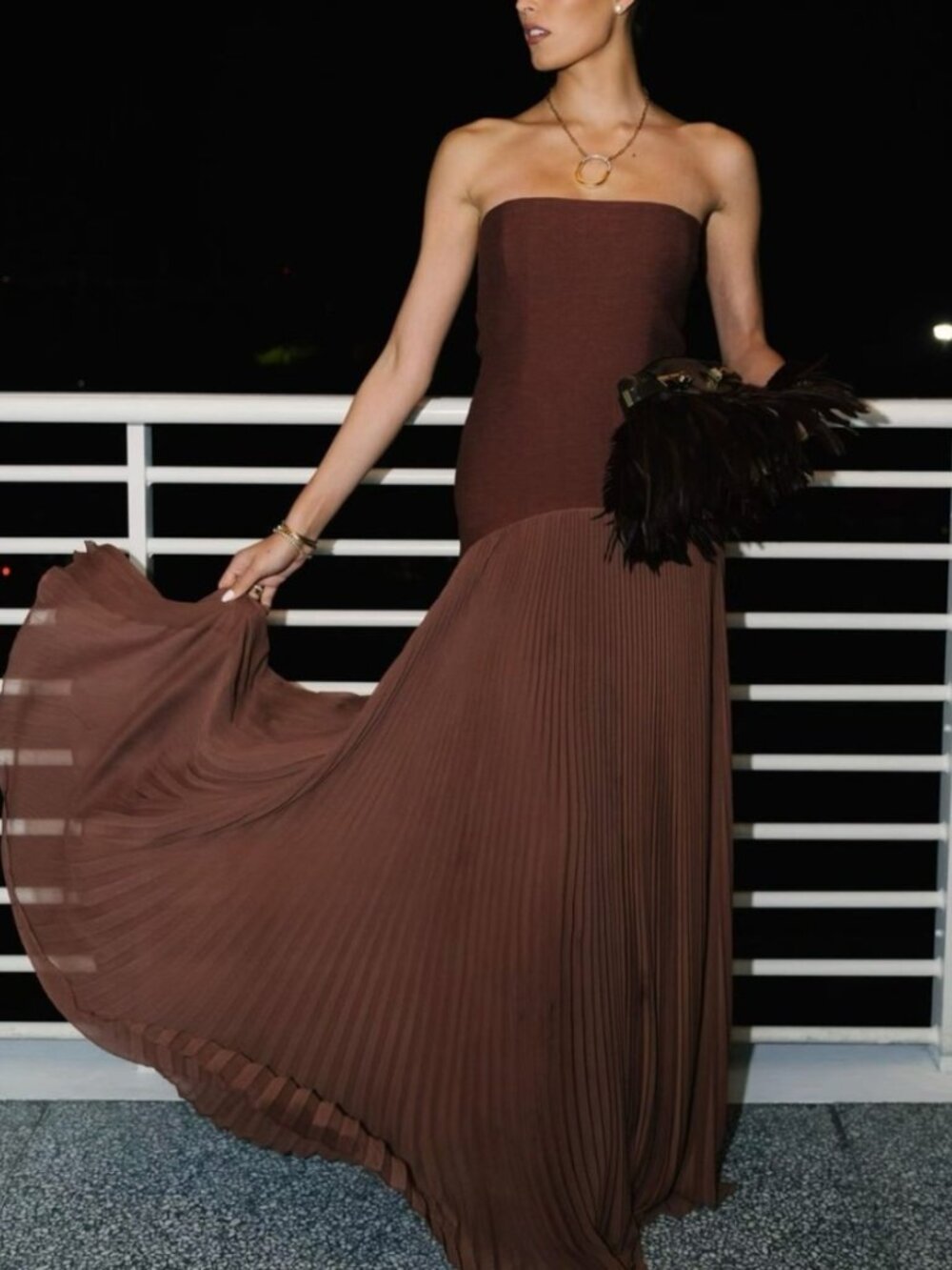 Alexis Strapless Brown Maxi Dress - Picture 12 of 13